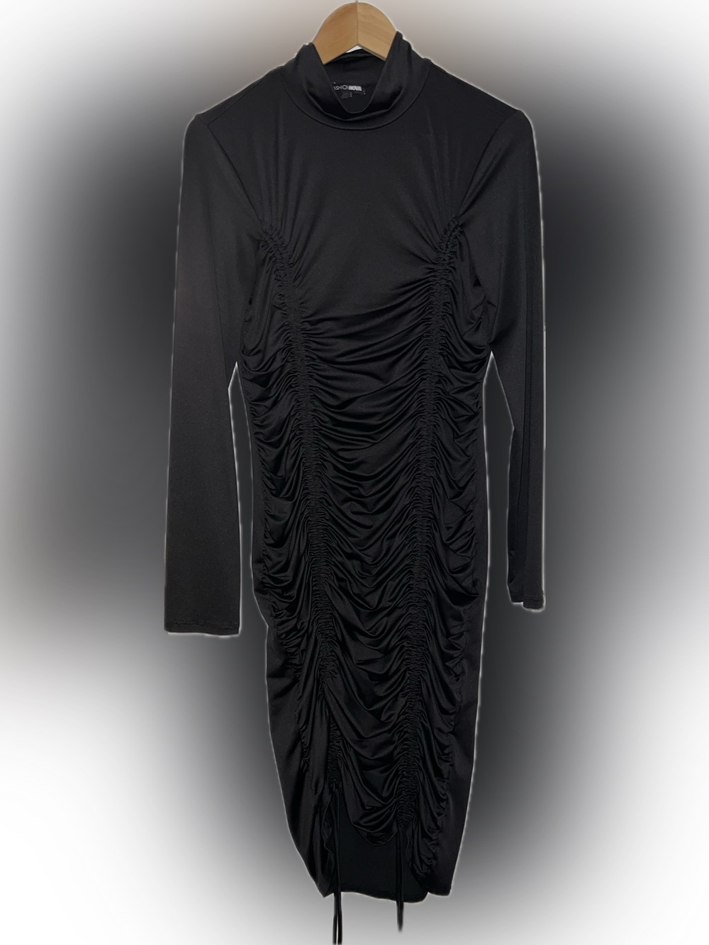 Fashion Nova long sleeve drawstring midi dress